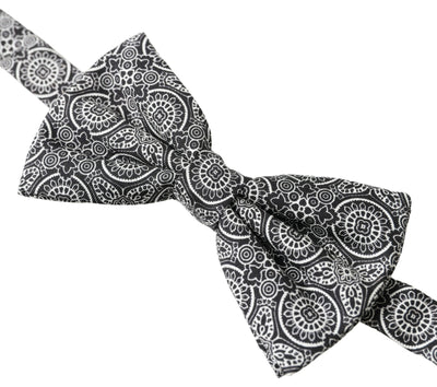 Dolce & Gabbana Schwarz Weiß Muster Einstellbare Hals Papillon Fliege