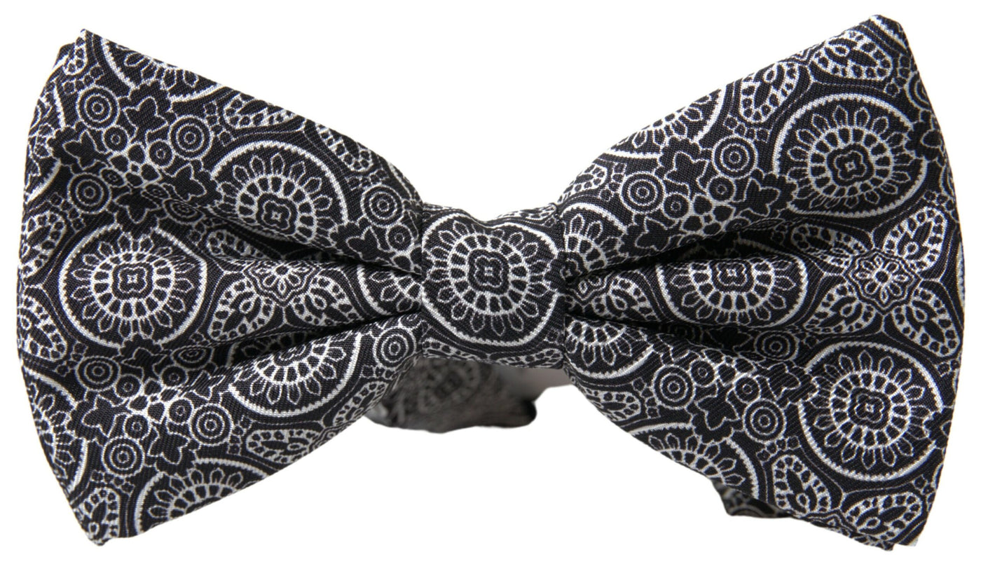 Dolce & Gabbana Schwarz Weiß Muster Einstellbare Hals Papillon Fliege