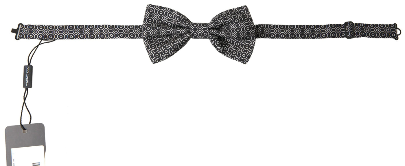 Dolce & Gabbana Schwarz Weiß Muster Einstellbare Hals Papillon Fliege