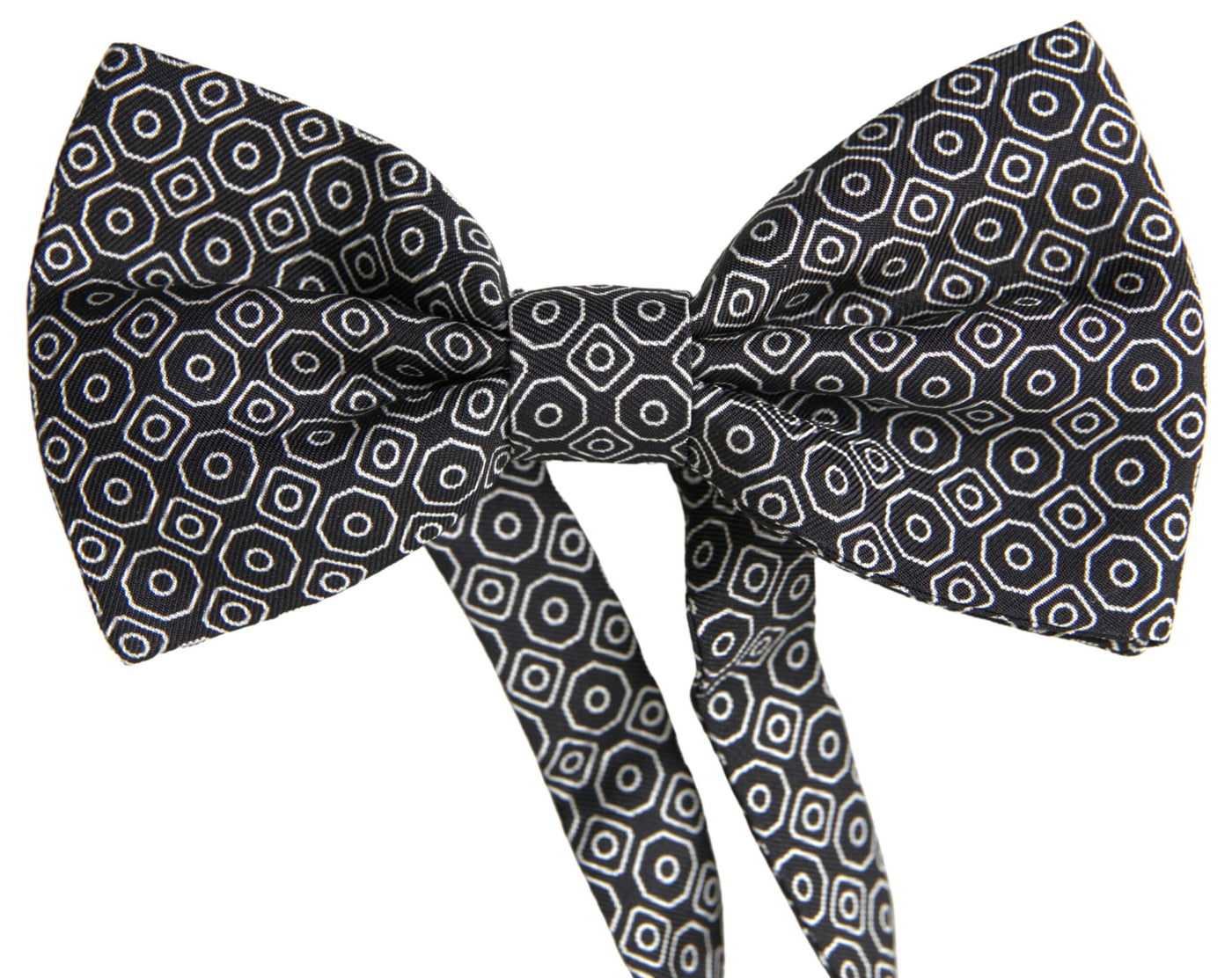 Dolce & Gabbana Schwarz Weiß Muster Einstellbare Hals Papillon Fliege