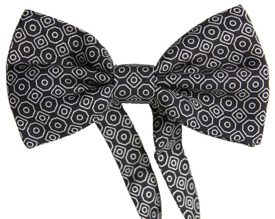 Dolce & Gabbana Schwarz Weiß Muster Einstellbare Hals Papillon Fliege