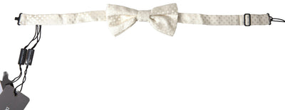 Dolce & Gabbana Elfenbeinfarbenes Fantasiemuster Verstellbare Papillon Fliege im Nacken