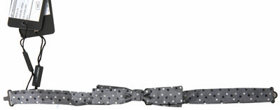 Dolce & Gabbana Graue Polka Dot Seide Verstellbare Männer Hals Papillon Fliege