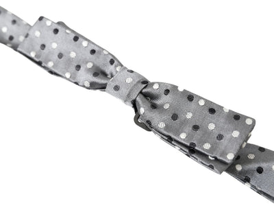 Dolce & Gabbana Graue Polka Dot Seide Verstellbare Männer Hals Papillon Fliege