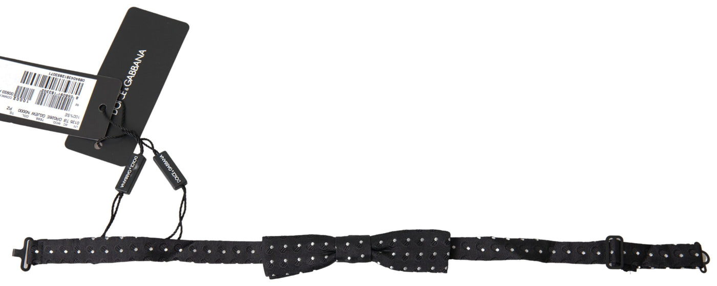 Dolce & Gabbana Schwarze Polka Dot Seide Verstellbare Männer Hals Papillon Fliege