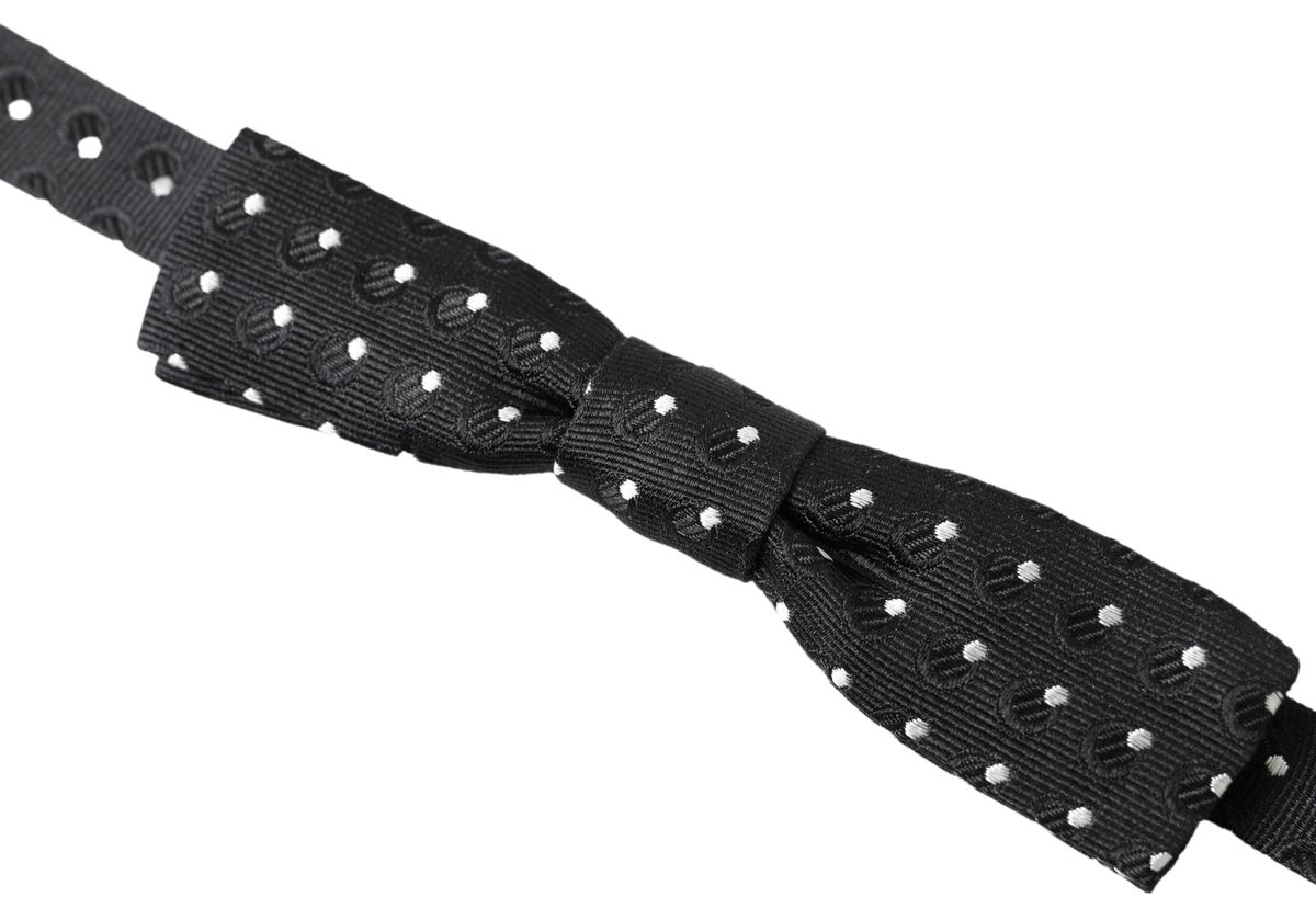 Dolce & Gabbana Schwarze Polka Dot Seide Verstellbare Männer Hals Papillon Fliege
