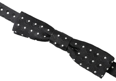 Dolce & Gabbana Schwarze Polka Dot Seide Verstellbare Männer Hals Papillon Fliege