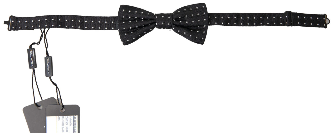 Dolce & Gabbana Schwarze Polka Dot Seide Verstellbare Männer Hals Papillon Fliege