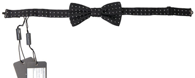 Dolce & Gabbana Schwarze Polka Dot Seide Verstellbare Männer Hals Papillon Fliege