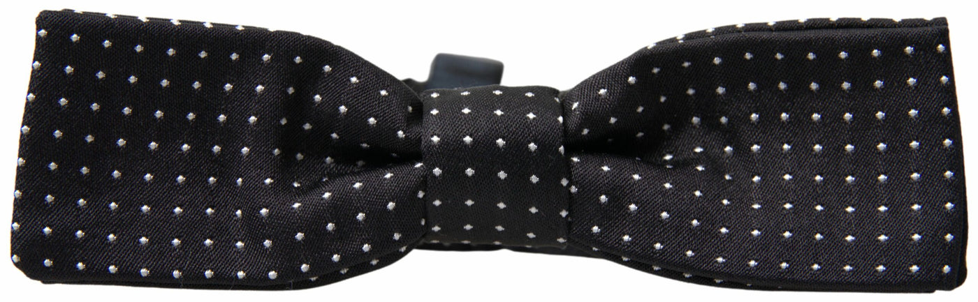 Dolce & Gabbana Schwarze Polka Dot Seide Verstellbare Männer Hals Papillon Fliege
