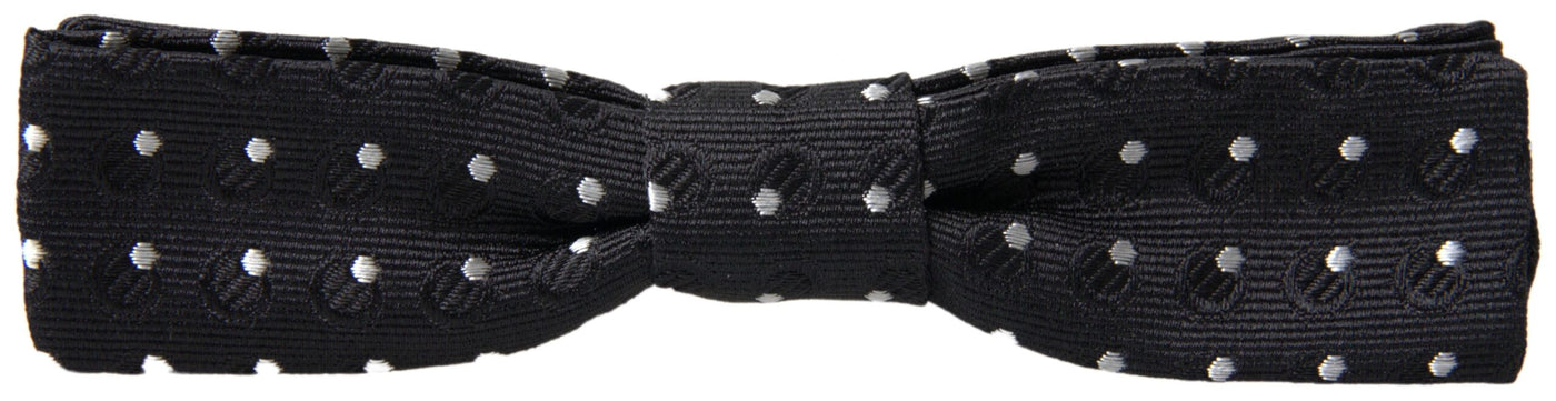 Dolce & Gabbana Schwarze Polka Dot Seide Verstellbare Männer Hals Papillon Fliege