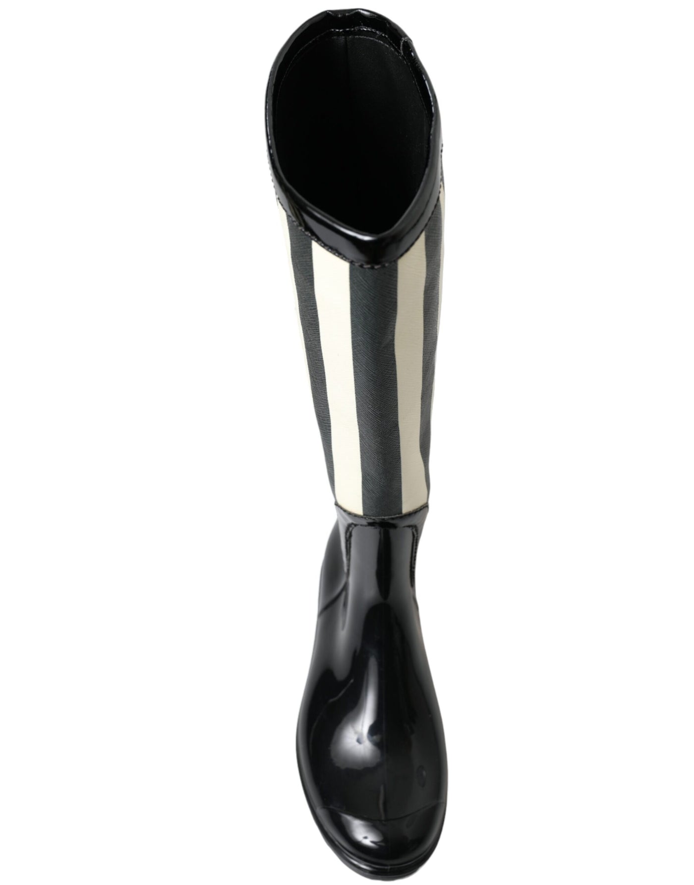 Dolce & Gabbana Schwarze kniehohe flache Gummistiefel Schuhe