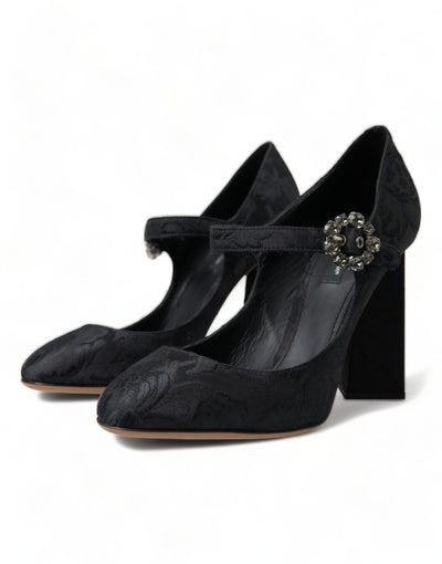 Dolce & Gabbana Schwarz Brokat Mary Janes Heels Pumps Schuhe