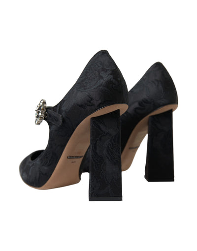 Dolce & Gabbana Schwarz Brokat Mary Janes Heels Pumps Schuhe