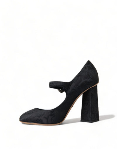 Dolce & Gabbana Schwarz Brokat Mary Janes Heels Pumps Schuhe