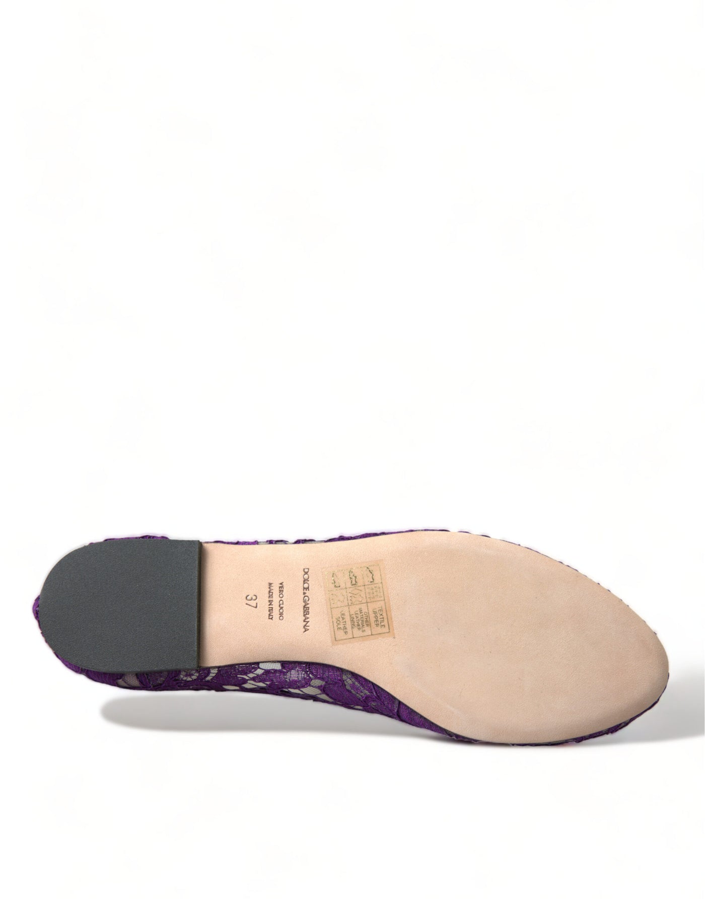 Dolce & Gabbana Lila Vally Taormina Spitze Kristalle Flats Schuhe