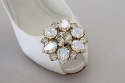 Dolce & Gabbana Satin Pumps mit weißem Kristall-Absatz
