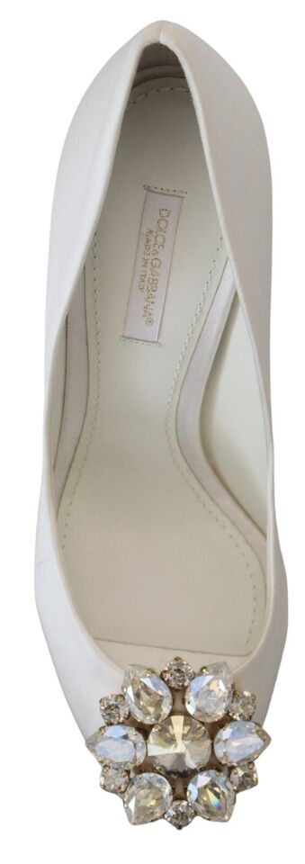Dolce & Gabbana Satin Pumps mit weißem Kristall-Absatz