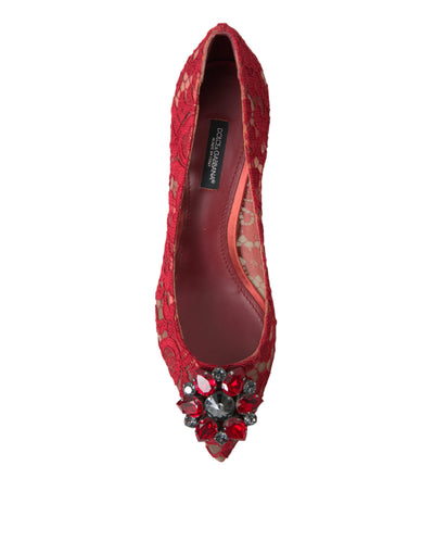 Dolce & Gabbana Rot Taormina Spitze Kristall Heels Pumps Schuhe