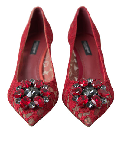 Dolce & Gabbana Rot Taormina Spitze Kristall Heels Pumps Schuhe
