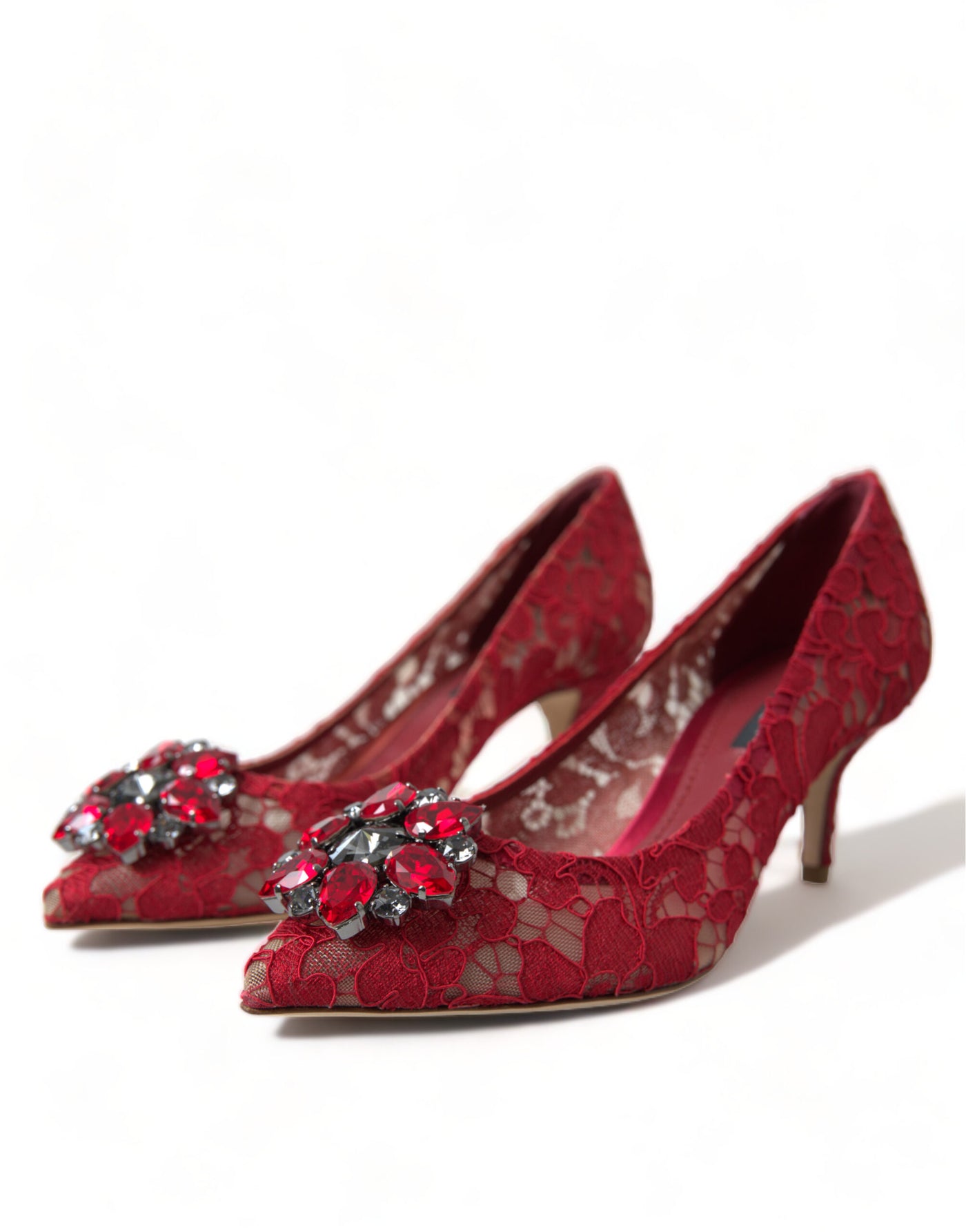 Dolce & Gabbana Rot Taormina Spitze Kristall Heels Pumps Schuhe