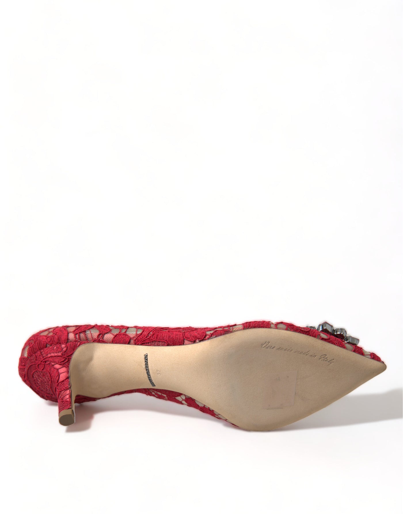 Dolce & Gabbana Rot Taormina Spitze Kristall Heels Pumps Schuhe
