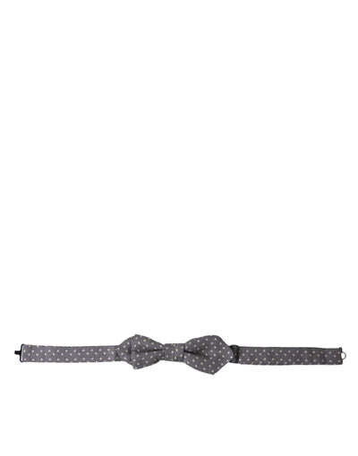 Dolce & Gabbana Graue Polka Dots Seidenfliege mit verstellbarem Halsausschnitt Papillon