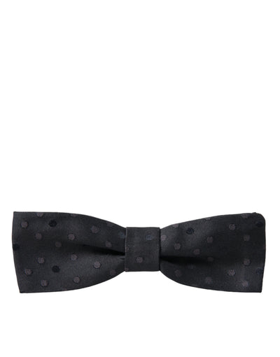 Dolce & Gabbana Graue Polka Dot Seide Verstellbare Hals Männer Papillon Fliege