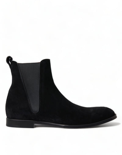 Dolce & Gabbana Schwarz Wildleder Leder Mid Calf Männer Stiefel Schuhe