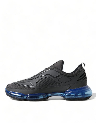 Prada Schwarz Blau Rubber Knit Slip On Low Top Sneakers Schuhe