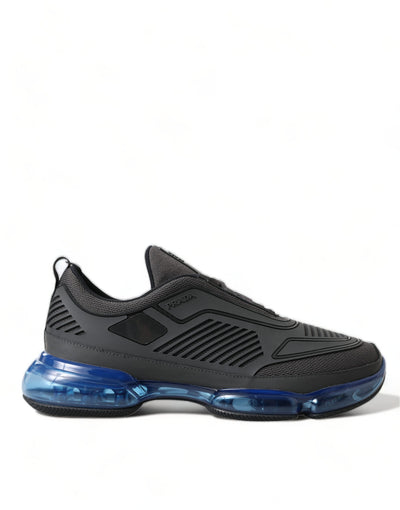 Prada Schwarz Blau Rubber Knit Slip On Low Top Sneakers Schuhe