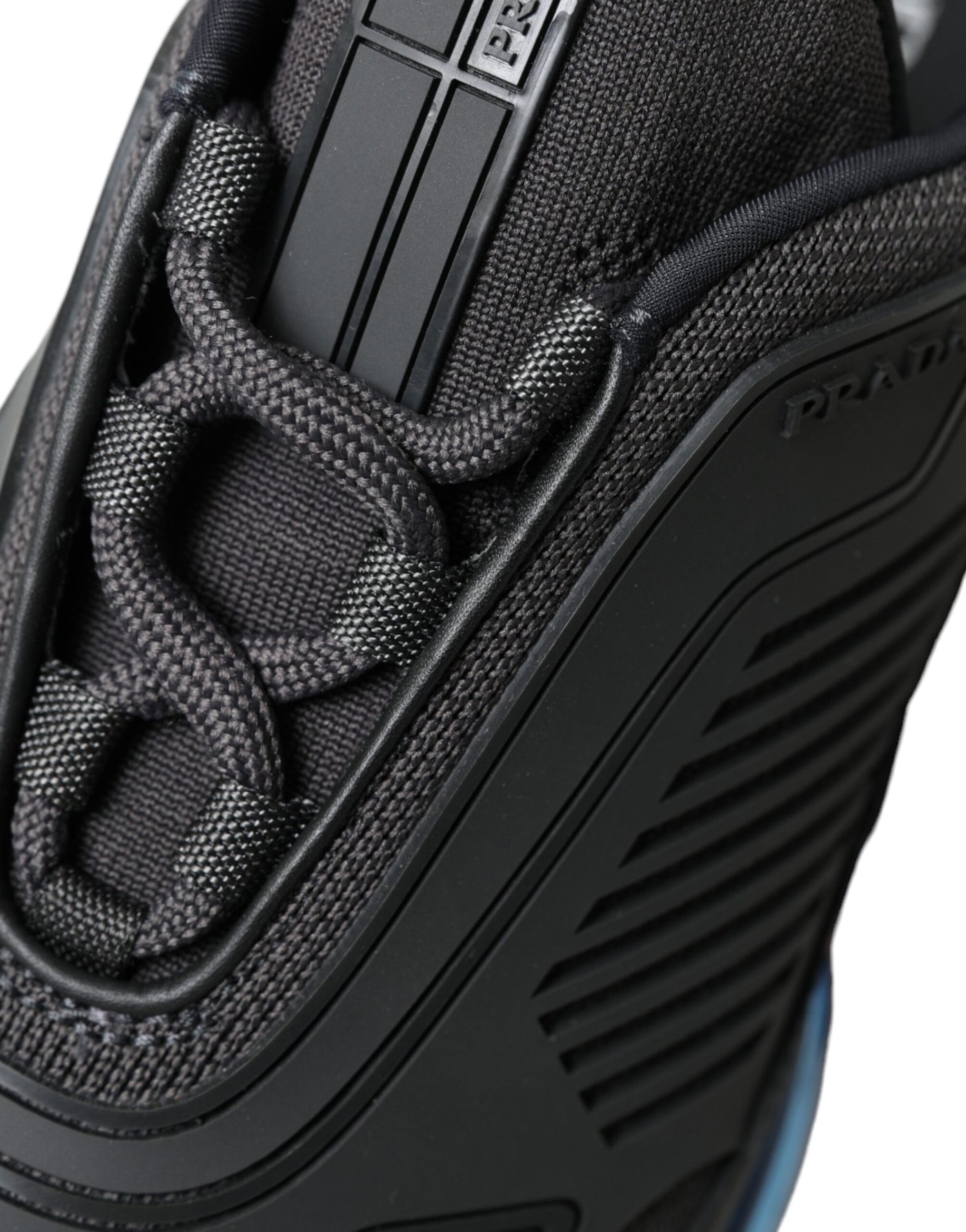 Prada Schwarz Blau Rubber Knit Slip On Low Top Sneakers Schuhe