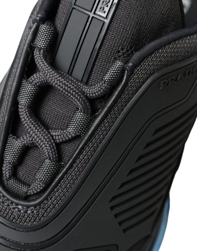 Prada Schwarz Blau Rubber Knit Slip On Low Top Sneakers Schuhe