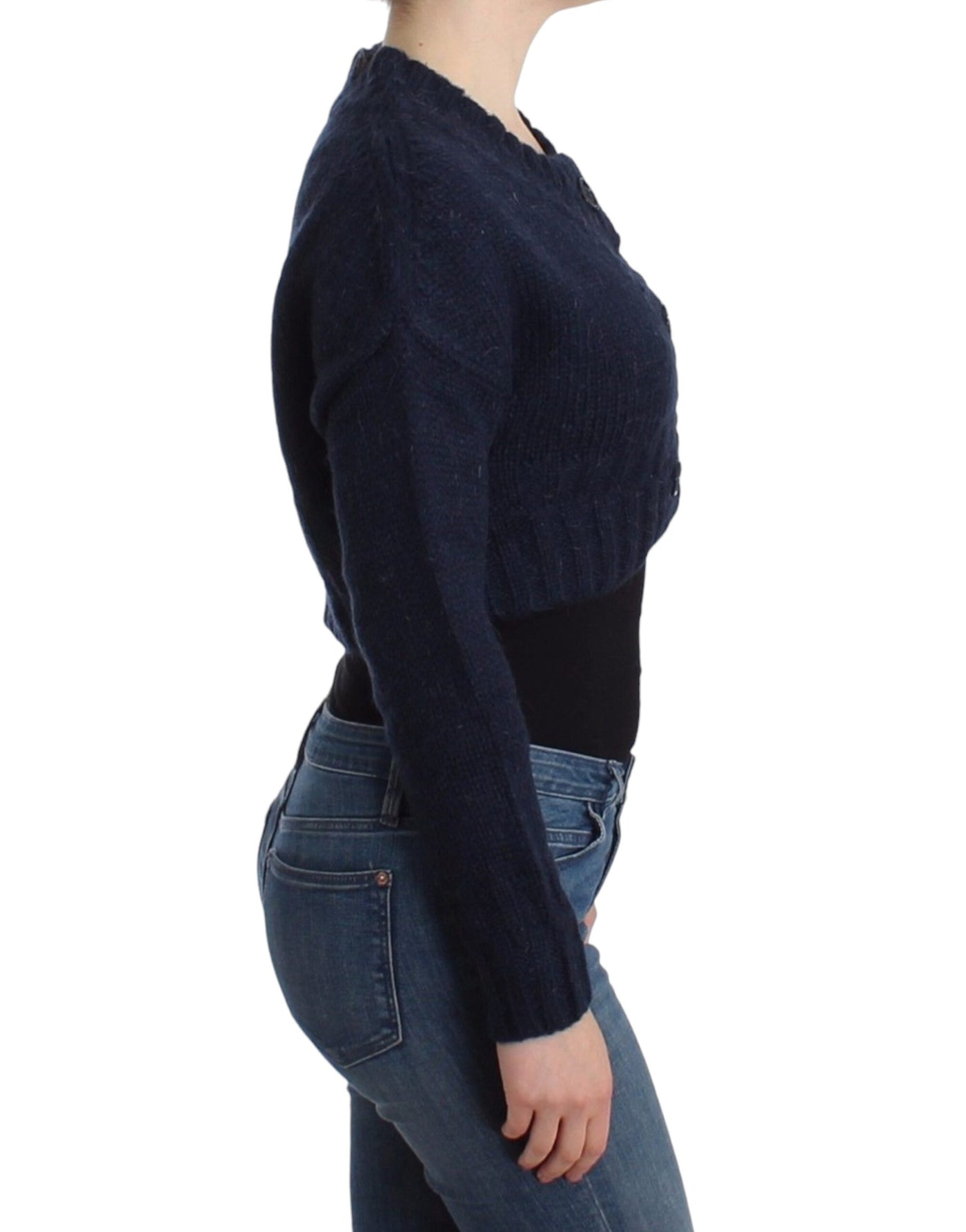 John Galliano Blaue Kurzstrickjacke