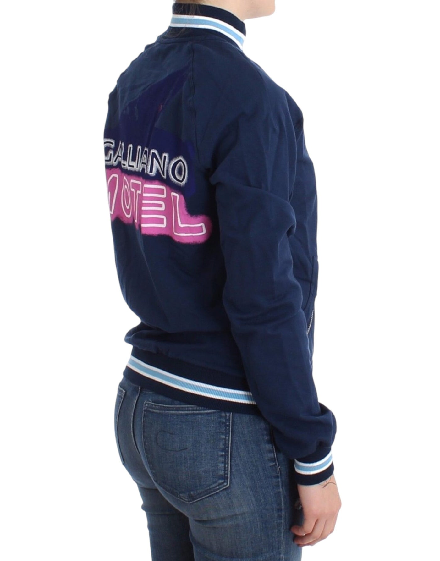 John Galliano Blaue Strickjacke aus Baumwolle mit Reißverschluss