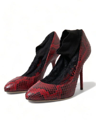 Dolce & Gabbana Rote Ayers Leder Schnürsocken Pumps Schuhe
