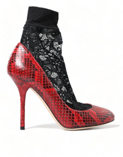 Dolce & Gabbana Rote Ayers Leder Schnürsocken Pumps Schuhe