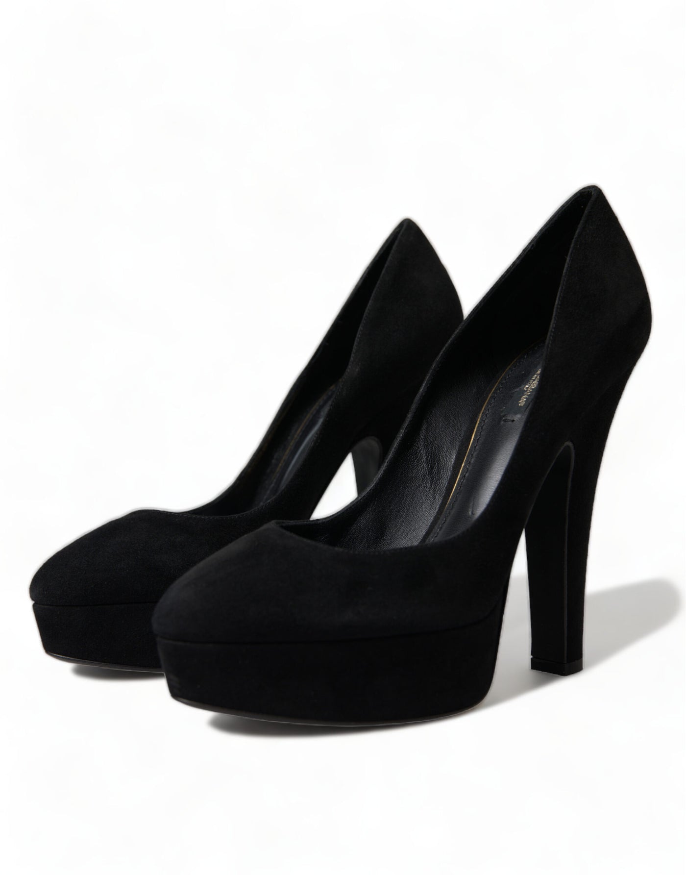 Dolce & Gabbana Schwarz Wildleder Leder Plateauabsatz Pumps Schuhe