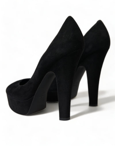 Dolce & Gabbana Schwarz Wildleder Leder Plateauabsatz Pumps Schuhe