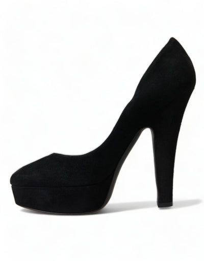 Dolce & Gabbana Schwarz Wildleder Leder Plateauabsatz Pumps Schuhe