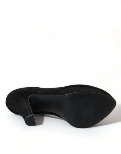 Dolce & Gabbana Schwarz Wildleder Leder Plateauabsatz Pumps Schuhe