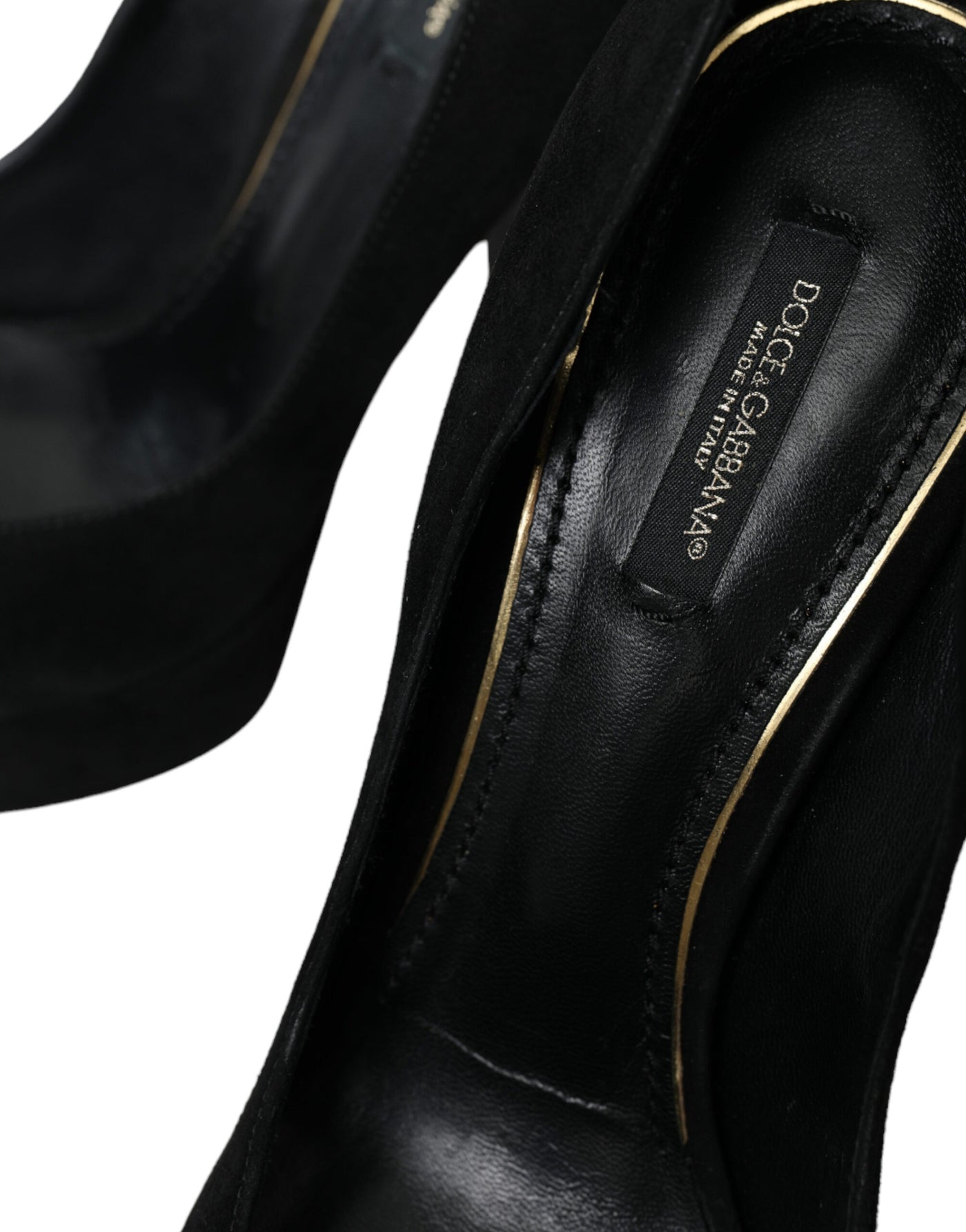 Dolce & Gabbana Schwarz Wildleder Leder Plateauabsatz Pumps Schuhe