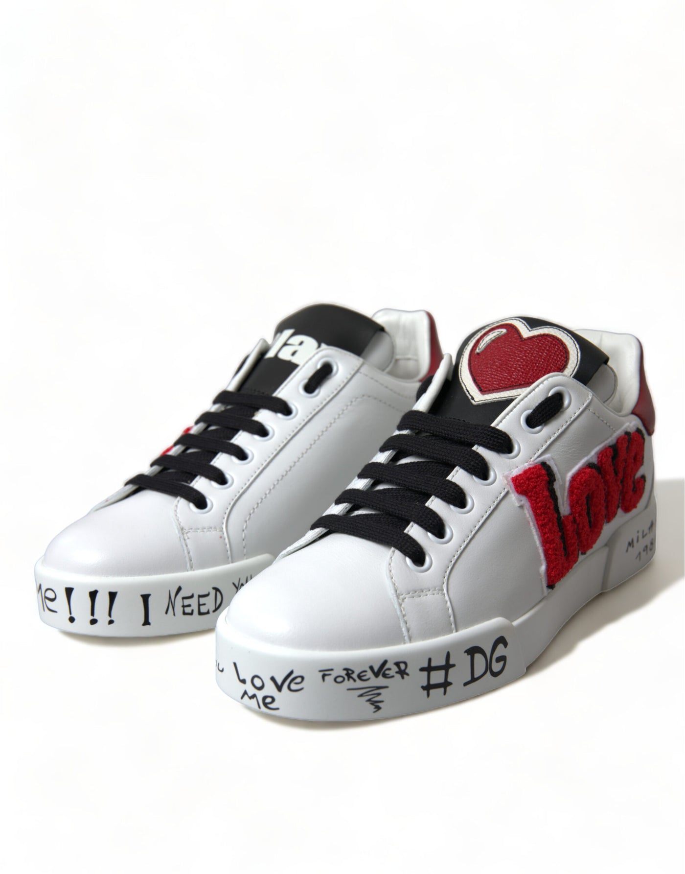 Dolce & Gabbana Weiß Love Patch Portofino Klassische Turnschuhe Schuhe
