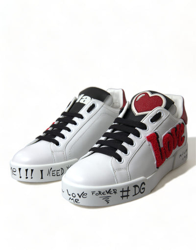 Dolce & Gabbana Weiß Love Patch Portofino Klassische Turnschuhe Schuhe