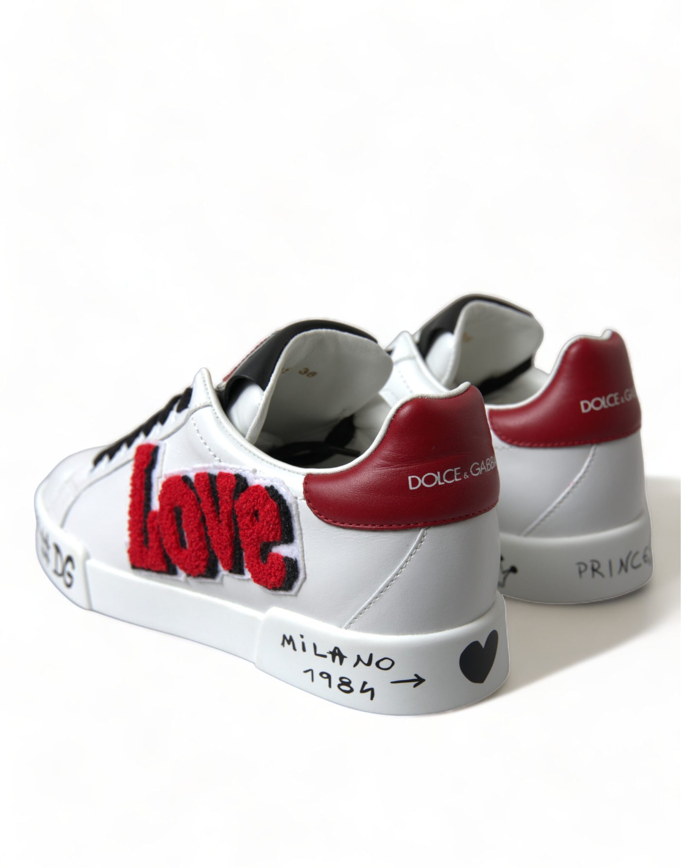 Dolce & Gabbana Weiß Love Patch Portofino Klassische Turnschuhe Schuhe