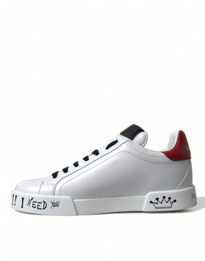 Dolce & Gabbana Weiß Love Patch Portofino Klassische Turnschuhe Schuhe
