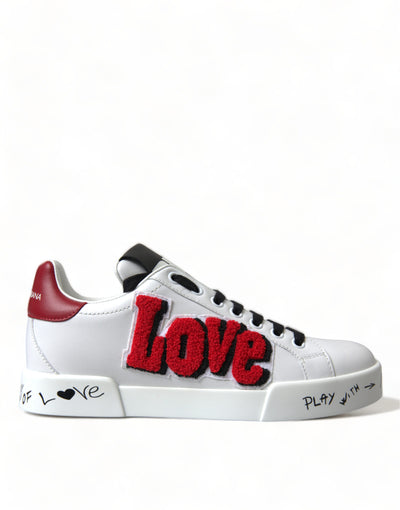 Dolce & Gabbana Weiß Love Patch Portofino Klassische Turnschuhe Schuhe
