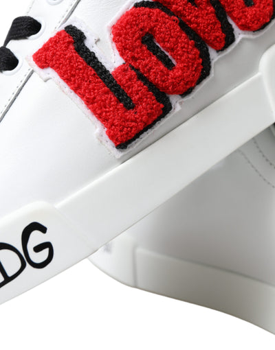 Dolce & Gabbana Weiß Love Patch Portofino Klassische Turnschuhe Schuhe