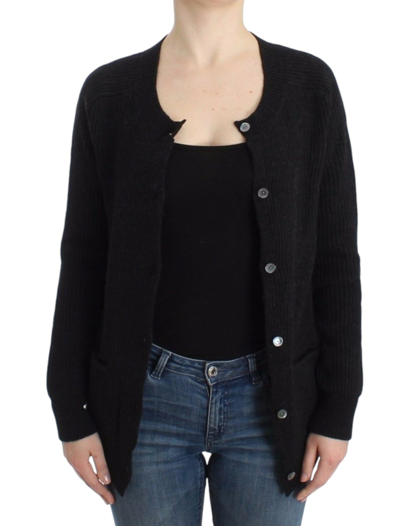 John Galliano Schwarze Wollstrickjacke