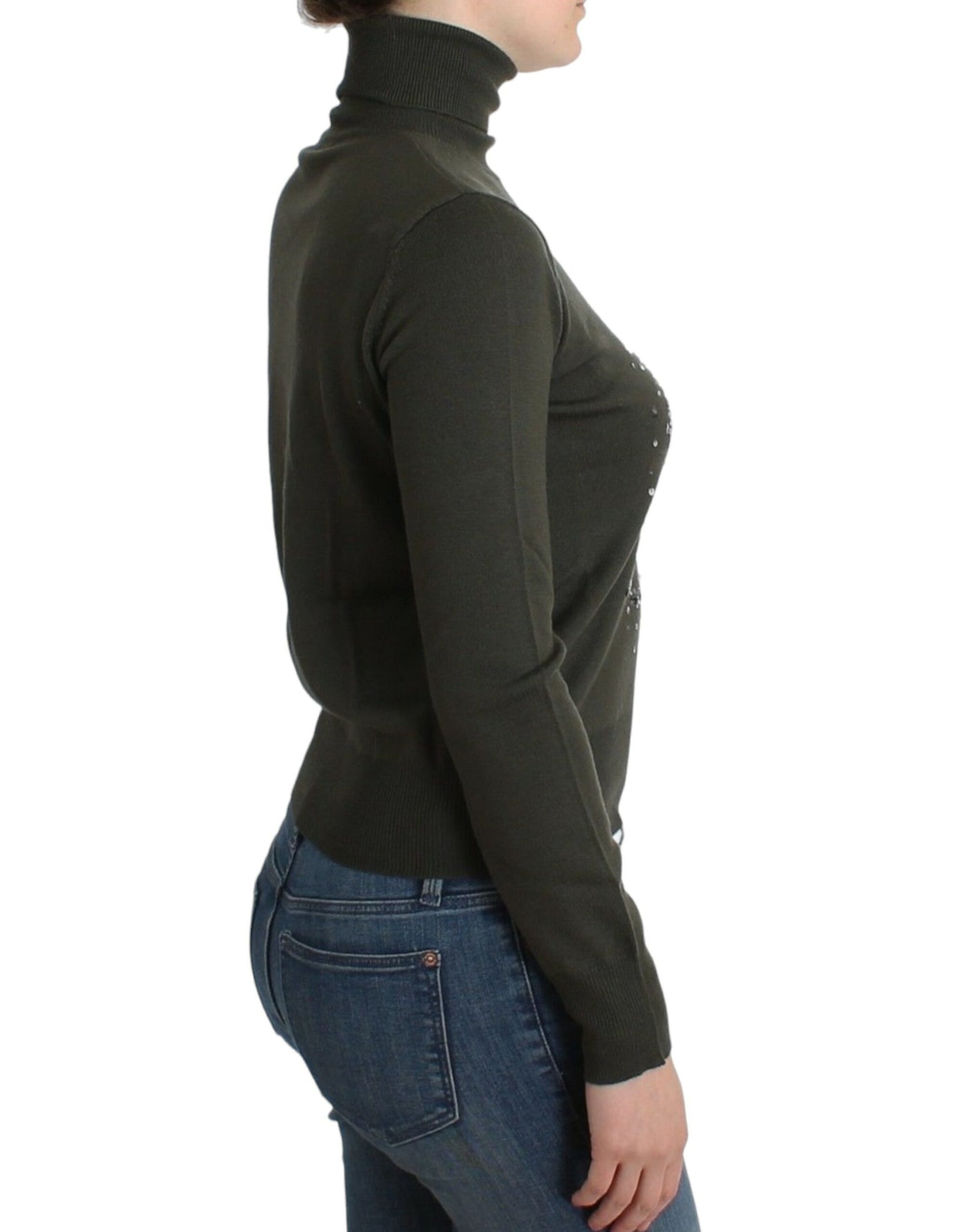 John Galliano Grüner Woll-Rollkragenpullover